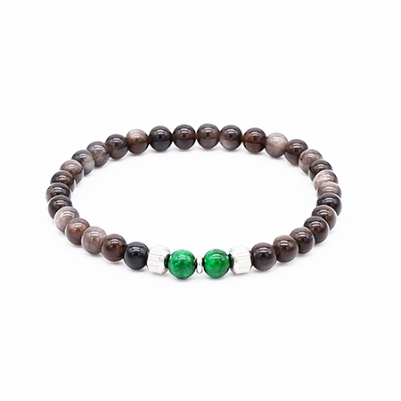 Silver Obsidian Stone Bracelet