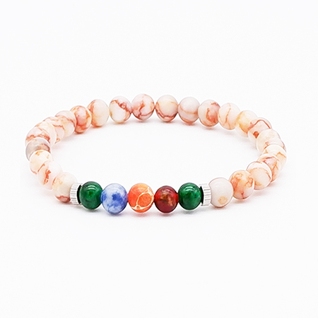 Red Web Jasper Bead Bracelet