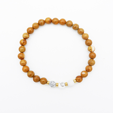 Wood Grain & Howlite Bead