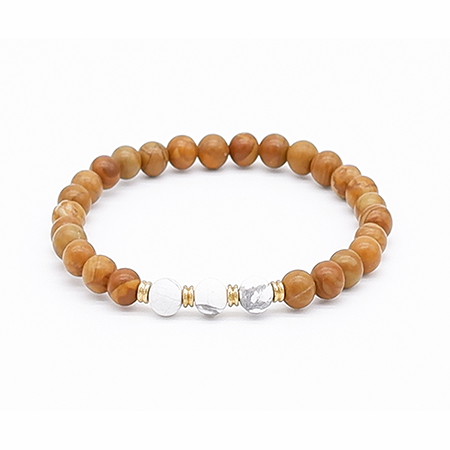 Wood Grain & Howlite Bead