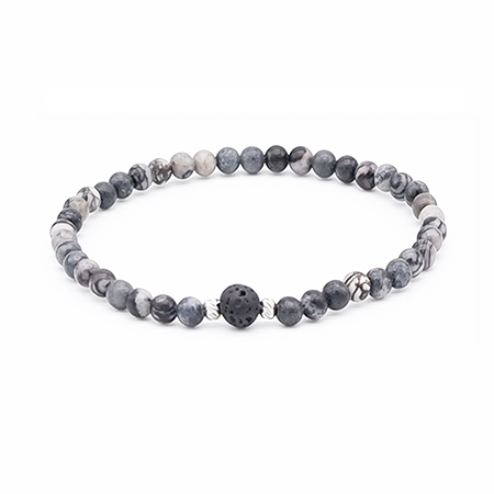 4mm Black Web Jasper Bracelet