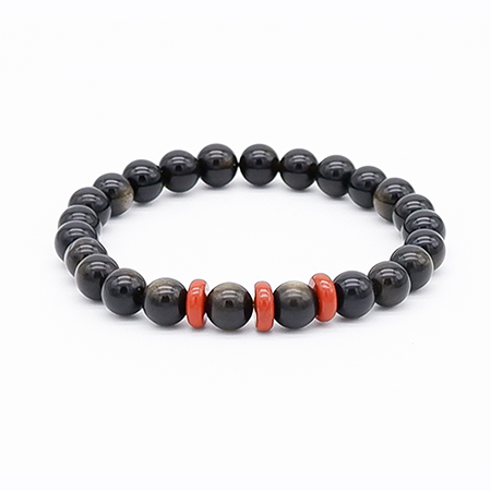 8mm Bead Bracelet Red Spacers