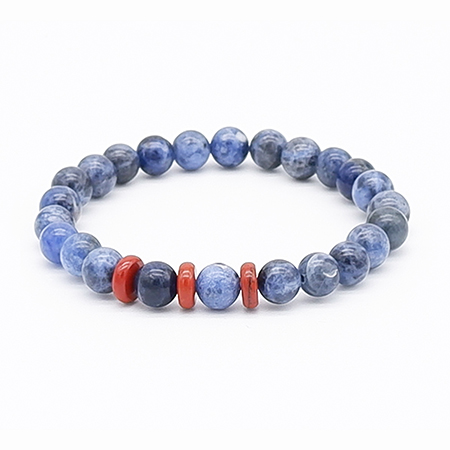 8mm Bead Bracelet Red Spacers